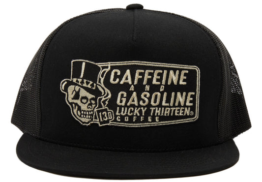 CAFFEINE AND GASOLINE Trucker Cap - BLACK **NEW**