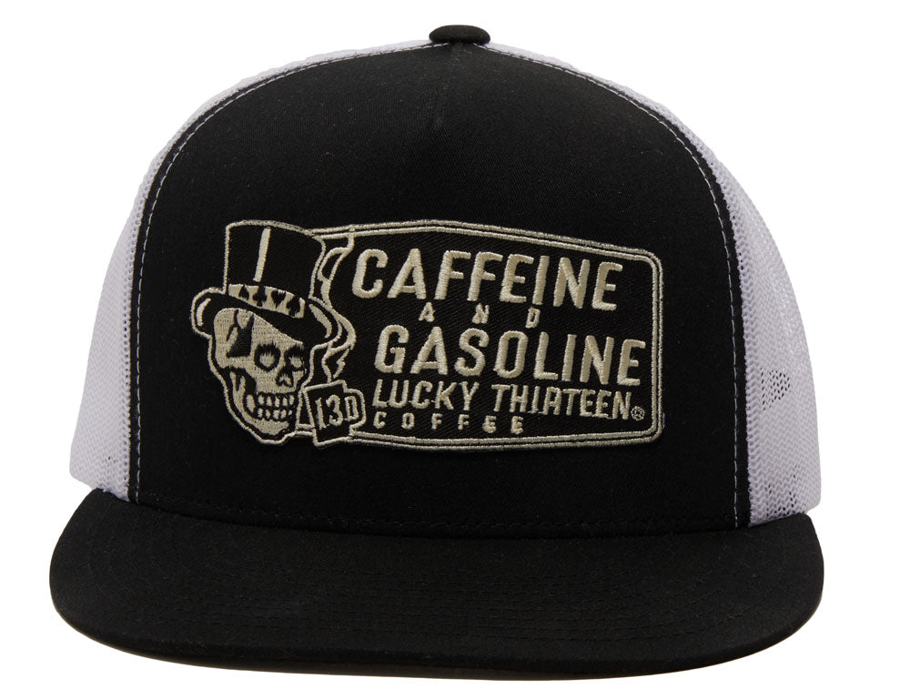 CAFFEINE AND GASOLINE Trucker Cap - BLACK/ WHITE **NEW**