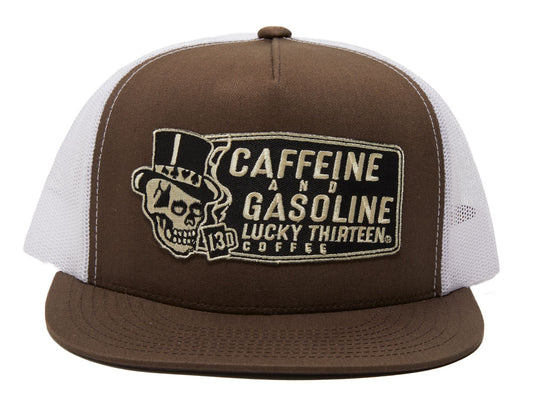 CAFFEINE AND GASOLINE  Trucker Cap - BROWN/WHITE **NEW**