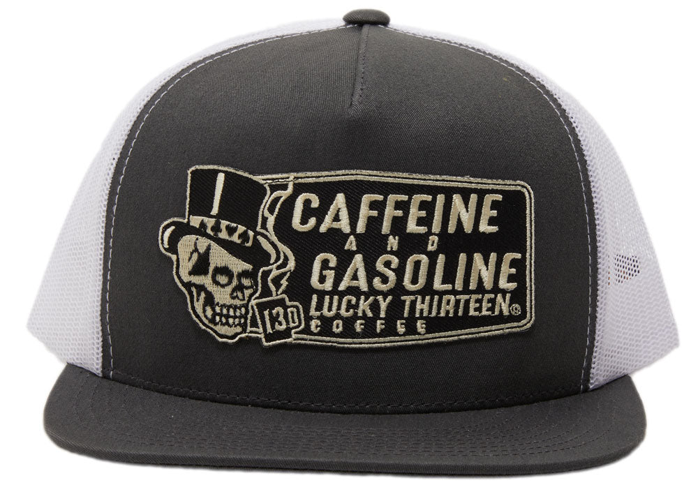 CAFFEINE AND GASOLINE Trucker Cap - CHARCOAL/WHITE **NEW**